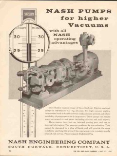 Nash Engineering Company 1962 Vintage Ad Pumps Higher Vacuums Ejector