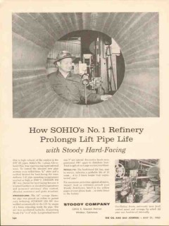 Stoody Company 1962 Vintage Ad Oil Refinery Prolongs Lift Pipe Life