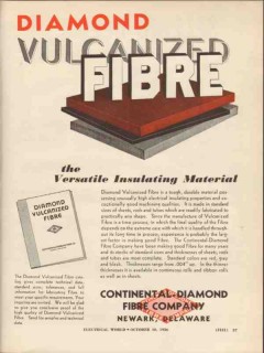 continental-diamond fibre company 1936 vulcanized insulator vintage ad