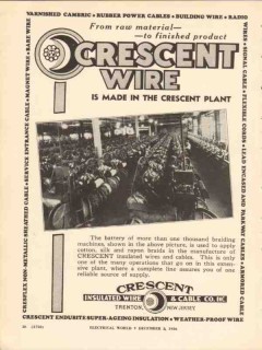 crescent insulated wire cable co 1936 braiding machines vintage ad