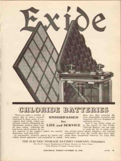 electric storage battery co 1936 exide chloride batteries vintage ad