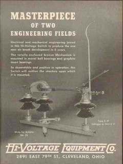 hi-voltage equipment company 1936 masterpiece engineering vintage ad