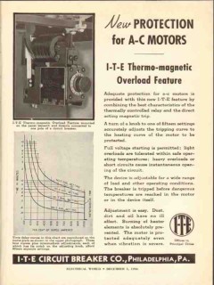 i-t-e circuit breaker company 1936 protection a-c motors vintage ad i-t-e circuit breaker company 1936 protection a-c motors vintage ad