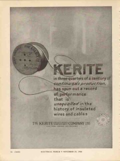 kerite insulated wire cable co 1936 continuous production vintage ad