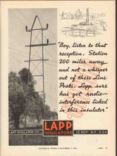 lapp insulator company 1936 radio reception line posts vintage ad