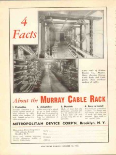 metropolitan device corp 1936 murray cable rack malden ma vintage ad