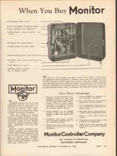 monitor controller company 1936 when you buy motor starter vintage ad