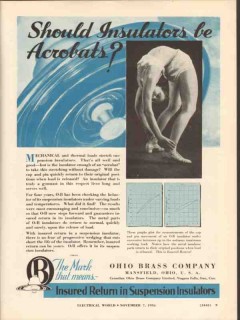 ohio brass company 1936 insulators acrobats electrical vintage ad