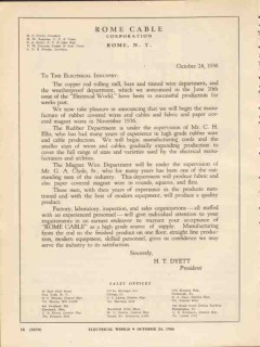 rome cable corp 1936 dyett open letter electrical industry vintage ad