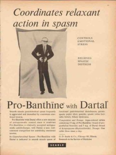 g d searle company 1959 pro-banthine dartal relaxant stress vintage ad