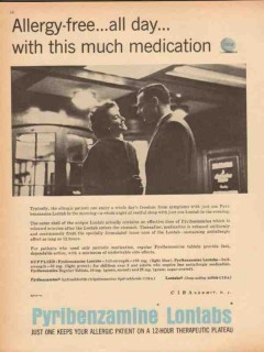 ciba 1959 pyribenzamine lontabs allergy-free day medical vintage ad