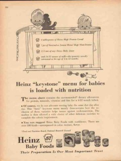h j heinz company 1959 baby foods keystone menu medical vintage ad