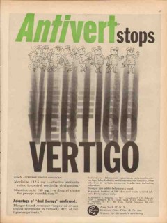 j b roerig 1959 antivert vertigo pfizer company medical vintage ad