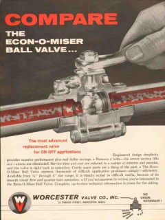 Worcester Valve Company 1962 Vintage Ad Oil Econ-O-Miser Ball Compare Worcester Valve Company 1962 Vintage Ad Oil Econ-O-Miser Ball Compare
