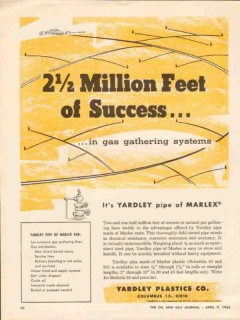Yardley Plastics Company 1962 Vintage Ad Gas Lines Marlex Pipe Success