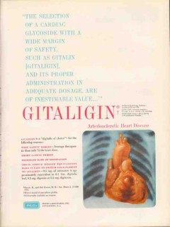 white laboratories 1959 gitaligin cardiac glycoside medical vintage ad