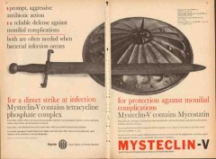 squibb 1959 mysteclin-v antibiotic infection medical vintage ad