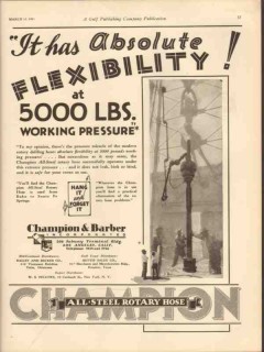 Champion Barber Inc 1931 Vintage Ad Oil Flexibility Working Pressure
