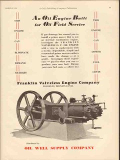 Franklin Valveless Engine Company 1931 Vintage Ad Oil Field Service