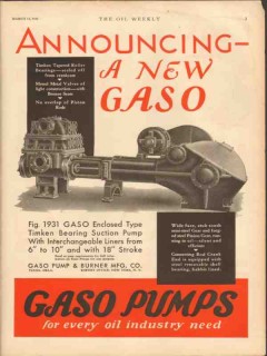 Gaso Pump Burner Mfg Company 1931 Vintage Ad Enclosed Type Announcing