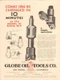 Globe Oil Tools Company 1931 Vintage Ad Rock Bit Cones Changed Minutes