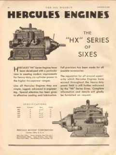 Hercules Motors Corp 1931 Vintage Ad Oil Field Drilling Engines HX