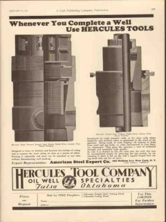 Hercules Tool Company 1931 Vintage Ad Oil Gas Well Whenever Complete