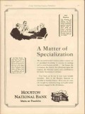 houston national bank 1931 specialization oilfield finance vintage ad