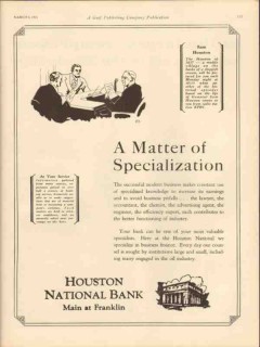 houston national bank 1931 specialization oilfield finance vintage ad