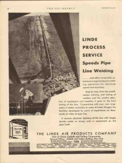 Linde Air Products Company 1931 Vintage Ad Oil Welding Process Service