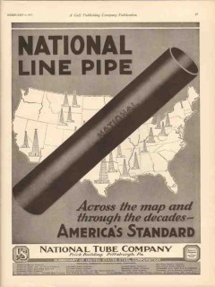 National Tube Company 1931 Vintage Ad Oil Line Pipe Across Map Decades National Tube Company 1931 Vintage Ad Oil Line Pipe Across Map Decades