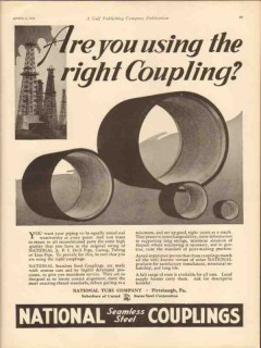 National Tube Company 1931 Vintage Ad Oil Pipe Line Coupling Seamless National Tube Company 1931 Vintage Ad Oil Pipe Line Coupling Seamless