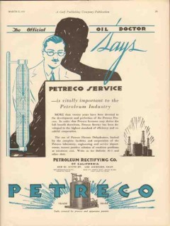 Petroleum Rectifying Company 1931 Vintage Ad Oil Petreco Service Petroleum Rectifying Company 1931 Vintage Ad Oil Petreco Service