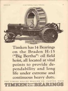 Timken Roller Bearing Company 1931 Vintage Ad Braden Big Bertha Hoist