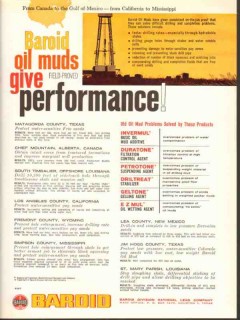 National Lead Company 1962 Vintage Ad Oil Baroid Muds Give Performance National Lead Company 1962 Vintage Ad Oil Baroid Muds Give Performance