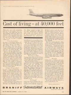 braniff international airways 1962 cost of living 40000 ft vintage ad braniff international airways 1962 cost of living 40000 ft vintage ad
