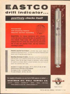 Eastman Oil Well Survey Company 1962 Vintage Ad Drift Indicator Drill