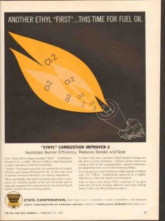 Ethyl Corp 1962 Vintage Ad Oil Fuel Combustion Improver-2 First Ethyl Corp 1962 Vintage Ad Oil Fuel Combustion Improver-2 First