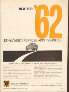 ethyl corporation 1962 multi-purpose additive diesel fuel vintage ad ethyl corporation 1962 multi-purpose additive diesel fuel vintage ad