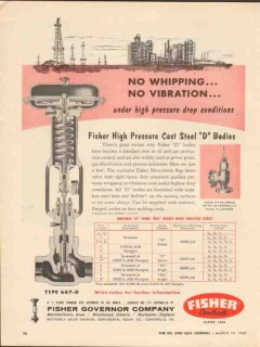 Fisher Governor Company 1962 Vintage Ad No Whipping Vibration Pressure Fisher Governor Company 1962 Vintage Ad No Whipping Vibration Pressure