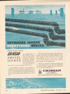 FMC Corp 1962 Vintage Ad Oil Chiksan Offshore Swivel Joints Flow Lines FMC Corp 1962 Vintage Ad Oil Chiksan Offshore Swivel Joints Flow Lines