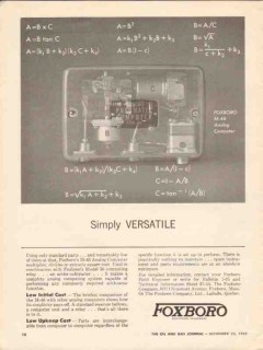 Foxboro Company 1962 Vintage Ad M-46 Analog Computer Simply Versatile
