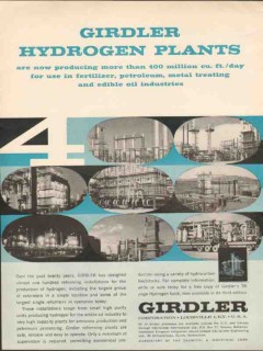 Girdler Corp 1962 Vintage Ad Hydrogen Plants Producing Girdler Corp 1962 Vintage Ad Hydrogen Plants Producing