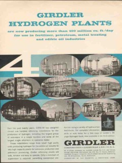 Girdler Corp Vintage 1962 Vintage Ad Hydrogen Plants Producing