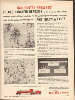 Halliburton Company 1962 Vintage Ad Oilfield Parachek Paraffin Deposit
