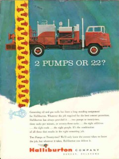 Halliburton Company 1962 Vintage Ad Oil Gas Wells Cementing Two Pumps