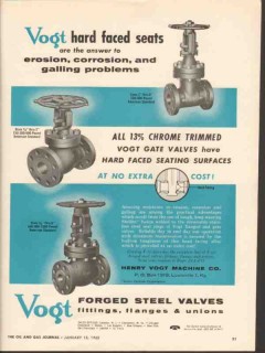 Henry Vogt Machine Company 1962 Vintage Ad Hard Faced Seats Corrosion