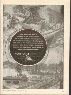 Houston Contracting Company 1962 Vintage Ad Pipe Winter Months Outdoor