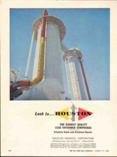 Houston Chemical Corp 1962 Vintage Ad Gasoline Lead Antiknock Quality Houston Chemical Corp 1962 Vintage Ad Gasoline Lead Antiknock Quality