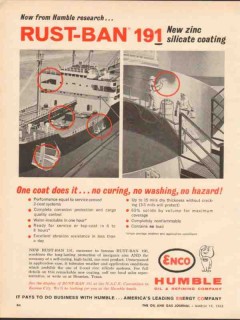 Humble Oil Refining Company 1962 Vintage Ad Rust-Ban 191 Zinc Silicate